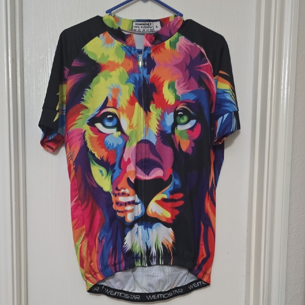 LARGE Colorful Lion Graphic Cycling Jersey